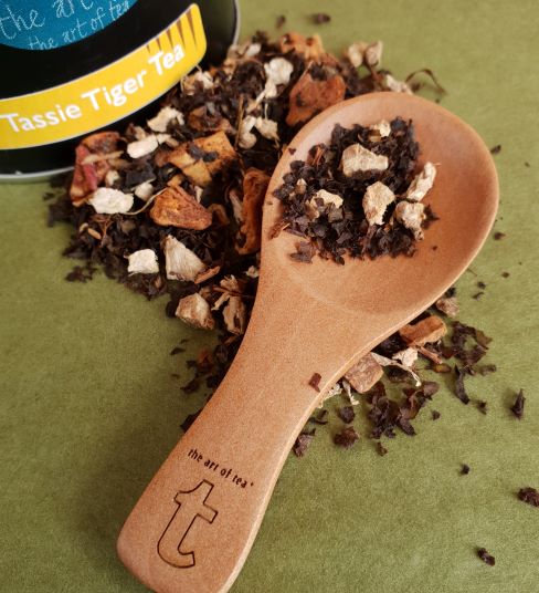tassie tiger tea with bamboo spoon