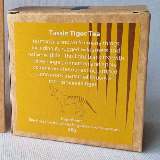 Tassie Tiger tea back of box